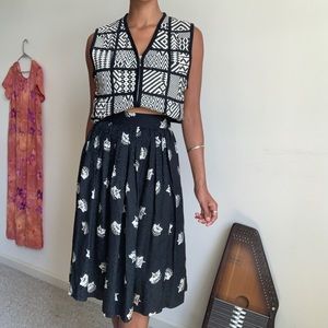 Vintage silk black and white skirt